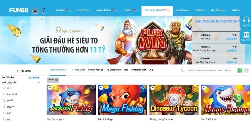 Cách thức tham gia trò chơi bắn cá tại Fun88 